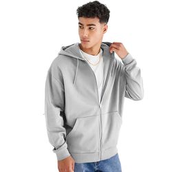Jaqueta De Moletom Com Ziper Cinza Masculina - JQM... - Atacado da Moda