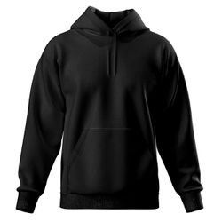 Blusa De Moletom Canguru e Capuz Preto - MLPRLISO - Atacado da Moda