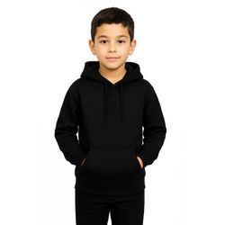 Blusa De Moletom Canguru e Capuz Preto Infantil - ... - Atacado da Moda