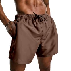 Short Tactel Liso Elastano Masculino Marrom - SHLM... - Atacado da Moda