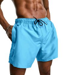 Short Tactel Liso Elastano Masculino Azul Bebe - S... - Atacado da Moda
