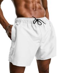 Short Tactel Liso Elastano Masculino Branco - SHBR - Atacado da Moda