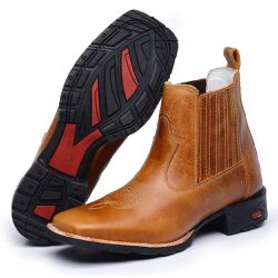 Botina Texana Masculina Amarela Bico Redondo - 101 - Ramon Botas 