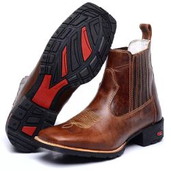 Botina Texana Masculina Tabaco Bico Quadrado - 101 - Ramon Botas 