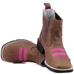  Botina Texana Feminina Fossil Rosa - 1045 - Ramon Botas 