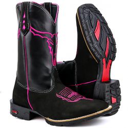 Bota Texana Feminina Montaria Rosa - 1038 - Ramon Botas 