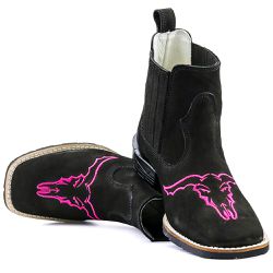  Botina Texana Feminina Quadrado Rosa - 1037 - Ramon Botas 