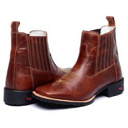 Botina Texana Masculina Vermelha Bico Quadrado - 1... - Ramon Botas 