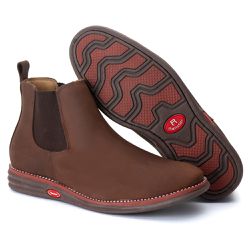 Botina Couro Rústico Pinhão Comfort 1900 - Ranster Dropshipping