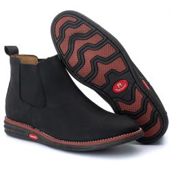 Botina Couro Rústico Preta Comfort 1900 - Ranster Dropshipping