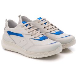 Tênis Feminino Couro Branco/Azul TF210 - Ranster Dropshipping