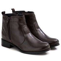 Bota Feminina em Couro Café F252 - Ranster Dropshipping