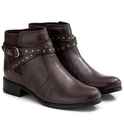 Bota Feminina em Couro Café F253 - Ranster Dropshipping