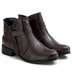 Bota Feminina em Couro Café F254 - Ranster Dropshipping