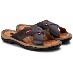 Chinelo Comfort Comfort Masculino em Couro Café 80... - Ranster Dropshipping