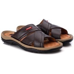 Chinelo Comfort Comfort Masculino em Couro Café 80... - Ranster Dropshipping