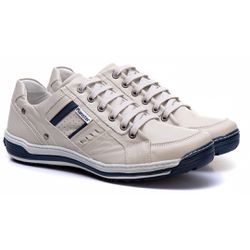 Sapatênis Masculino Couro Gelo/Azul Comfort 3005 - Ranster Dropshipping
