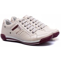 Sapatênis Masculino Couro Gelo/Bordô Comfort 3005 - Ranster Dropshipping