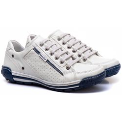 Sapatênis Masculino Couro Gelo/Azul Comfort 3006 - Ranster Dropshipping