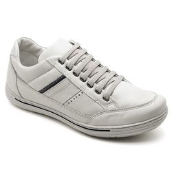 Sapatênis Masculino Couro Gelo/Azul Comfort 3008 - Ranster Dropshipping