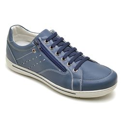 Sapatênis Masculino Couro Azul Comfort 3009 - Ranster Dropshipping