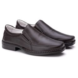 Sapato Comfort Masculino em Couro Café - 008SE - Ransterine Calçados Comfort