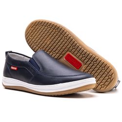Sapatênis Slip On Masculino Couro Gelo Preto Azul ... - Ransterine Calçados Comfort