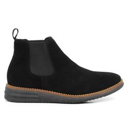 Botina Couro Sintético Camurça Ransterine Preto Co... - Ransterine Calçados Comfort