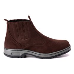 Botina Couro Sintético Camurça Ransterine Café - 1... - Ransterine Calçados Comfort