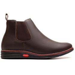 Botina Couro Rústico Ransterine Café Comfort - RT-... - Ransterine Calçados Comfort