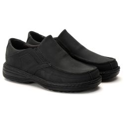Sapato Comfort Masculino Em Couro Preto - 8005 - Ransterine Calçados Comfort