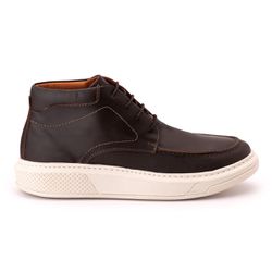Bota Comfort Masculina Em Couro Rústico Café - 800... - Ransterine Calçados Comfort