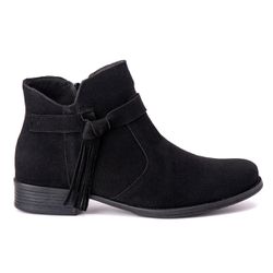 Bota Feminina Cano Curto Couro Sintético Preto - f... - Ransterine Calçados Comfort
