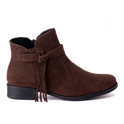 Bota Feminina Cano Curto Couro Sintético Café - F2... - Ransterine Calçados Comfort
