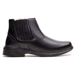 Bota Masculina Ultra Comfort em Couro Preto - pl10... - Ransterine Calçados Comfort