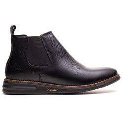 Botina Masculina Ultra Comfort em Couro Preto - pl... - Ransterine Calçados Comfort