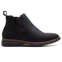Botina Masculina Ultra Comfort em Couro Rústico Pr... - Ransterine Calçados Comfort