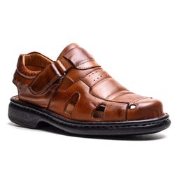 Sandália Comfort Ransterine Masculino em Couro Pin... - Ransterine Calçados Comfort