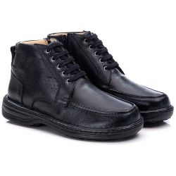 Bota Comfort Ransterine Masculino em Couro Preto -... - Ransterine Calçados Comfort