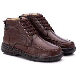 Bota Comfort Ransterine Masculino em Couro Café - ... - Ransterine Calçados Comfort