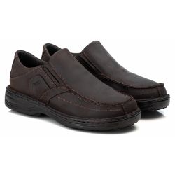 Sapato Comfort Masculino Em Couro Café - 8005 - Ransterine Calçados Comfort