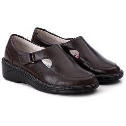 Sapato Feminino Ransterine Comfort Couro Café - F2... - Ransterine Calçados Comfort