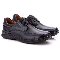 Sapato Comfort Masculino Em Couro Preto - 025 - Ransterine Calçados Comfort