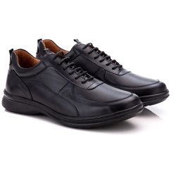 Sapato Comfort Masculino Em Couro Preto - 031 - Ransterine Calçados Comfort