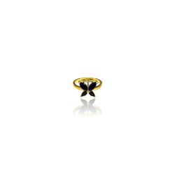 Anel Borboleta Preto Zircônia Banhado A Ouro 8k - ... - RC JOIAS BY RUDI