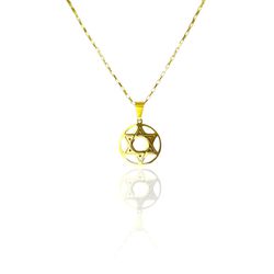 Pingente Estrela Davi 23x20 Aço Dourado - 0000000... - RC JOIAS BY RUDI