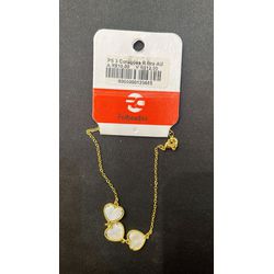Pulseira Três Corações Resina Branca Banhado A Our... - RC JOIAS BY RUDI