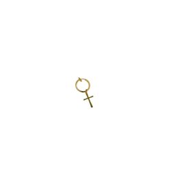 Brinco Único Cruz Fina Pendura Aço Dourado - 0000... - RC JOIAS BY RUDI