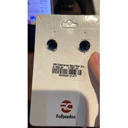 Brinco Diamante Azul Marinho Banhado A Ouro 18K - ... - RC JOIAS BY RUDI