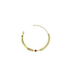 Pulseira Escama Coração Vermelho Meio Banhado A Ou... - RC JOIAS BY RUDI